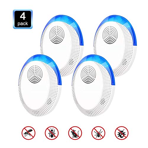 QUTAII Repellente ad Ultrasuoni, 4Pack Repellente Zanzare Antizanzare Repellente,Repellente Contro Parassiti per Zanzare,Cimici,Scarafaggi,Parassiti, Talpe Mosche
