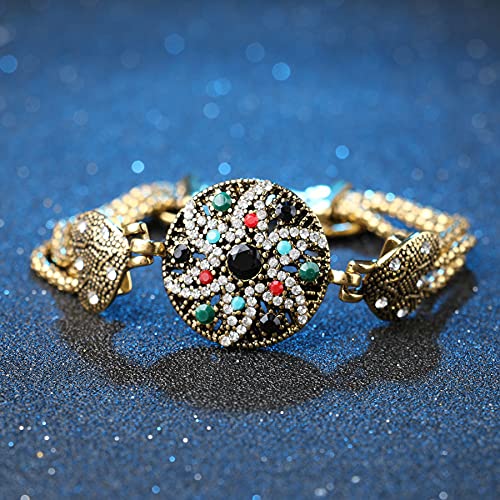 Classic Turkish Jewelry Bangle Gold Plated Heart Colorful Bracelet for Women Lady Gift2