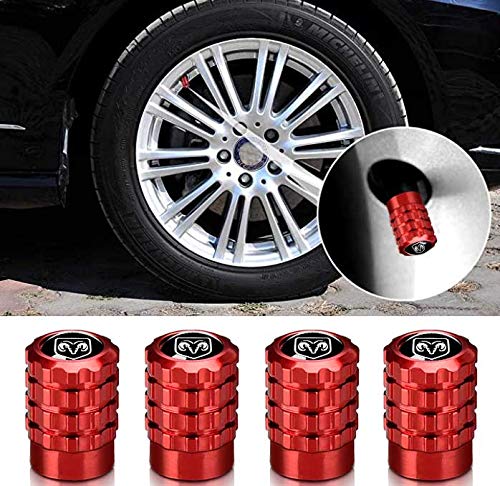 HAIGEZS 5pcs Valve Stem Caps,Logo Styling Decoration Accessories for Dodge Metal Car Wheel Tire Valve Stem Caps for Dodge Ram Charger Challenger Journey Durango Grand Caravan Series,Red - Thumbnail 3