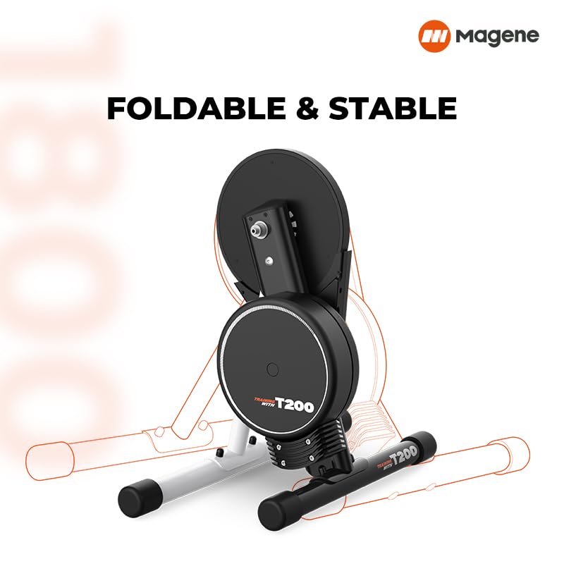 Magene T200 Smart Bike Trainer, Direct Drive Quiet Smart Indoor Cycling Trainer with Adjustable Resistance, ANT+/Bluetooth Compatible