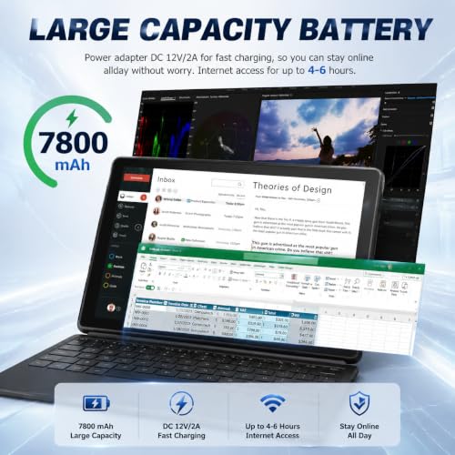 Tableta 2 en 1 Windows 10.1" con 8GB RAM y 128GB ROM, PC portátil con CPU Intel, pantalla táctil IPS FHD 1280x800, Mini HDMI, 5G WiFi, Bluetooth, USB 3.0, cámaras duales y teclado miniatura 4