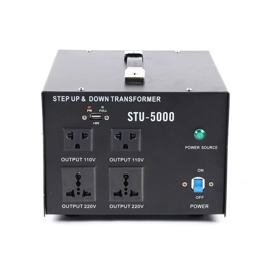Step Up Transformer 110V to 220V 5000W, ST-5000 Step Up Down Transformer, 220V to 110V Converter Rockstone Power w/Circuit Breaker Protection, Step Up & Down Transformer for Industrial