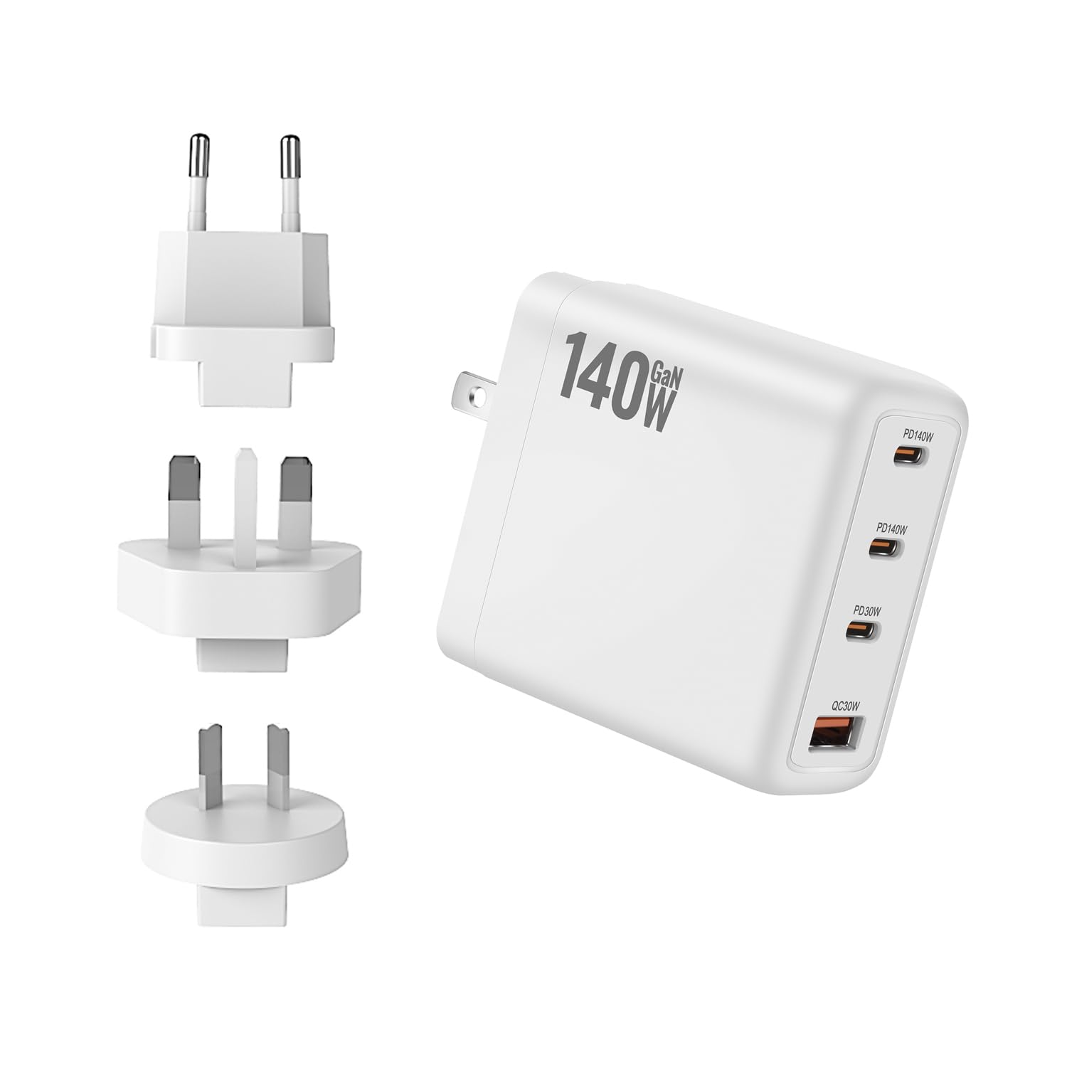 Caricatore USB C da 140 W, 4 porte, alimentatore di rete USB C, PPS e PD 3.1, ricarica rapida, ricarica multi-dispositivi, compatibile con MacBook Pro/Air, iPhone 17 16, iPad, Galaxy S26 S25, Pixel 10