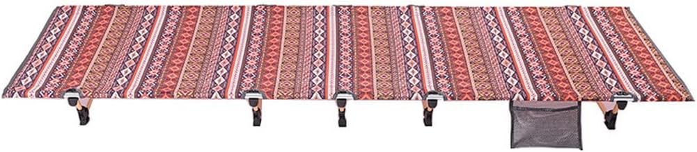 N/A Portable Folding Bed Outdoor Beach Camping Bed Aluminum Alloy Single Ethnic Style Camping Picnic Lunch Break Camp Bed (Color : A, Size : As Shown in The Picture) : Sports & Outdoors