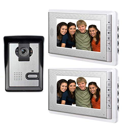 AMOCAM Wired Video Intercom Doorbell System 7 Inches LCD Monitor Video Door Phone