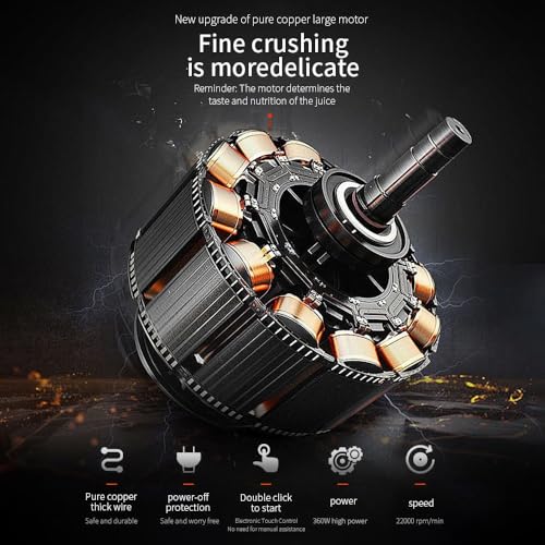 Image of Portable Blender Electric Juicers Fruit Mixers USB Rechargeable Smoothie Mini Personal Juicer 6 Blades 3Gears With Oil Strainer Pot Grease Can Scalding Handheld, Lid for Cooking (Black)