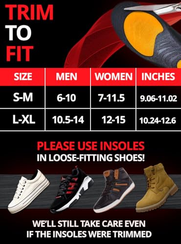 Image of CRUVHEAL Work Comfort Orthotic Insoles - Anti Fatigue Shoe Insert Men Women - Low Arch Support - Shock Absorption - Foot Pain Relief - Work Boot Insoles (L-XL, Fire)