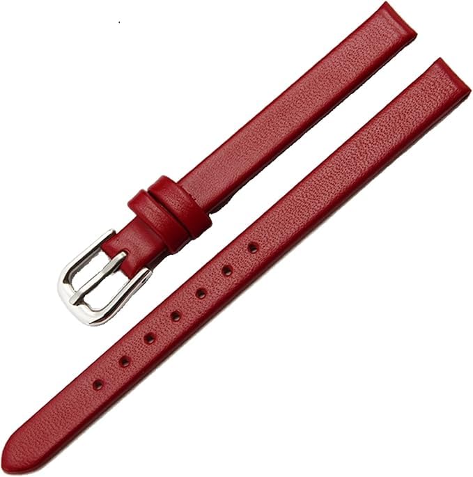 Correa de reloj de cuero suave premium de 10mm con acabado artesanal en rojo 6