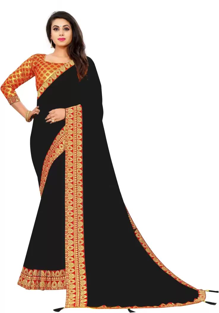 iZibraWomen's Plain Lattest Design Dola Silk Sari Collection
