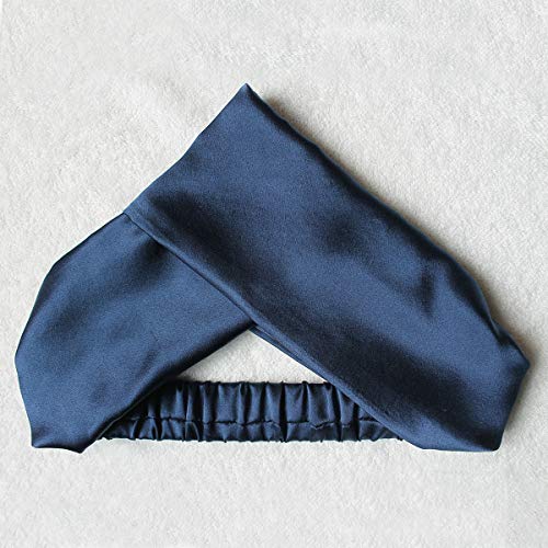 Share Maison Pure Natural Mulberry Silk Headband For Women Fashion Vintage Pure Color Stretchy High-Density 16Mm Twisted Head Hair Wrap Accessory Turban For Girls (Navy Blue) #TOP6