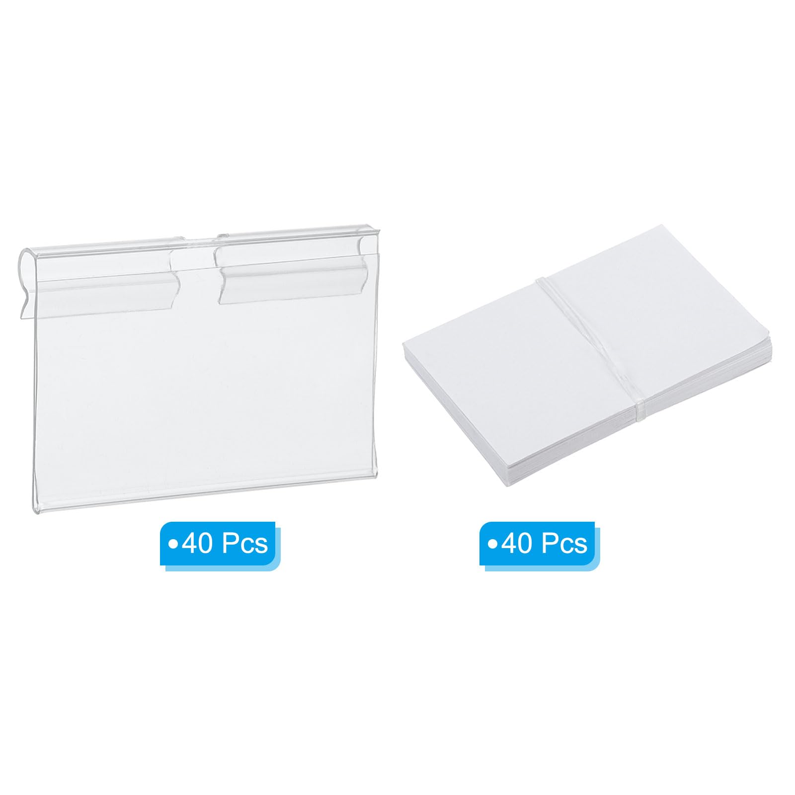 PATIKIL 2.3x1.6 Inch Clear Plastic Label Holders, 40 Pack PVC Shelf Labels Clips with Labels - Image 3