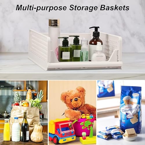Image of 5-Pack Foldable Wardrobe Storage Box, Stackable Clothes Drawer Organizer, Closet Container Bin, Plastic Closet Organizer Basket, Collapsible Large Capacity Shelves Storage Bin for Office, Kitchen