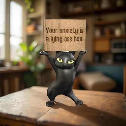 Anxiety-Busting Kitty,Your Anxiety is a Lying Ass Hoe, Cute Resin