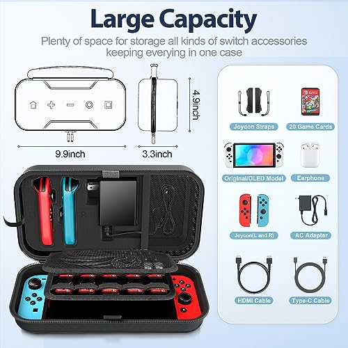 Image of Nintendo Switch /OLED Compatible Carry Case - Large Hard Shell Case for 20 Games & Accessories, Black