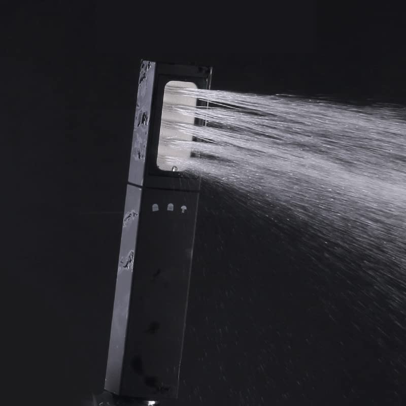Pommeau de douche carré anti-gaspillage d'eau 3 jets réglables noir mat - 7