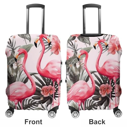 Flamingo Floral Printed Luggage Cover, Washable Elastic Suitcase Cover Protector Fit 18-32 Inch Luggage3