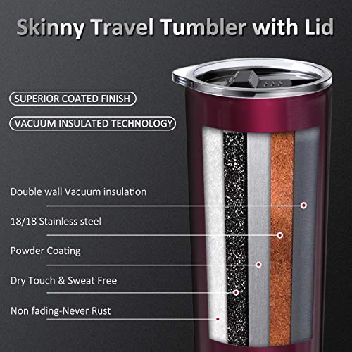 image for Umite Chef Straw Tumbler Skinny Travel Tumbler with Lid, Vacuum Insula