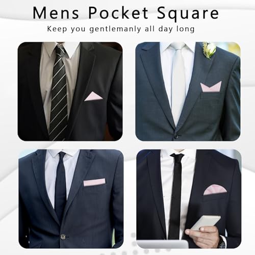 Image of White Pocket Squares for Men, Mens Linen Cotton Handkerchiefs with Pocket Square Holder for Daily Wedding Banquet