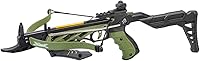 Isaazon 80lbs Self-Cocking Pistol Crossbow - 225+ FPS Hunting Bow with 3 Arrows, Military Green Fiberglass Limb