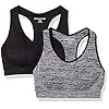 Amazon Essentials Women's Light-Support Seamless Sports Bras, Pack of 2, Black/Space Dye, Large