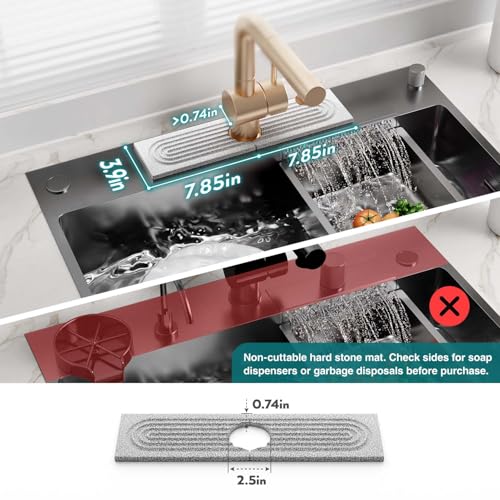 Image of Stone Faucet Mat for Kitchen Sink, Food-Grade Diatomite Stone Drying Mat for Kitchen Counter, 2026 Upgraded Dishwasher-Safe & Ultra Absorbent, Stone Dish Matt for Bottles Utensils (15.7 inch x 3.9 inch)