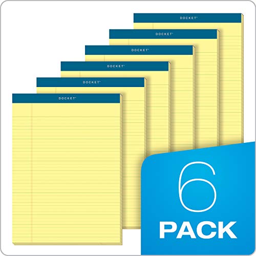 TOPS-Docket-Gold-Writing-Pads-8-12-x-11-34-Perforated-Canary-Paper-Narrow-Rule-2X-The-Sheets-of-Standard-Pads-100-Sheets-6-Pack-63376