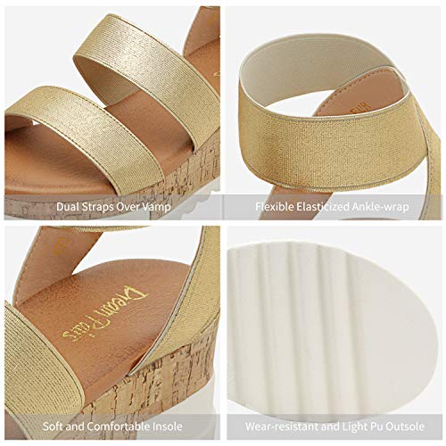 Image of DREAM PAIRS Women's Open Toe Elastic Platform Wedge Sandals | Lightweight flatform sandals with a cushioned footbed for walking, vacations, shopping and all-day comfort