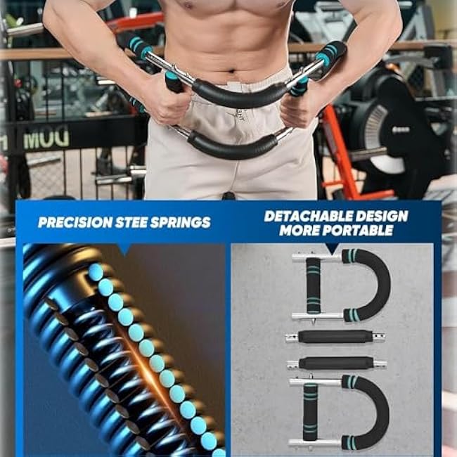 PowerTwist Arm Trainer, Adjustable 20-110lbs Chest Workout Equipment, Portable Arm and Chest Muscle Trainer, Gorilla Bar for Chest Workout, Upper Body Workout Equipment for Men and Women (Red)