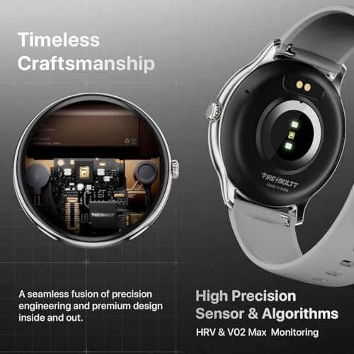 Image of Fire-Boltt Phoenix Pro Round Smart Watch 1.39″ HD Display with Bluetooth Calling, AI Voice Assistant, SpO2 & Heart Rate Monitor, 120+ Sports Modes, IP67 Waterproof Smartwatch for Men & Women - Grey