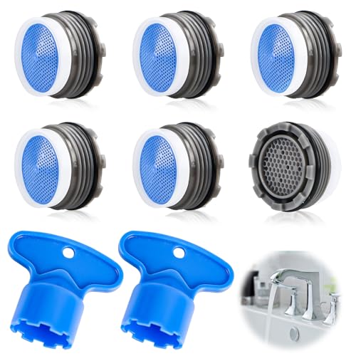 6 unidades de aireadores M21,5 para grifos, perladores para grifos, aireador de grifo integrado, colador de repuesto con 2 reguladores de chorro, llave de herramienta