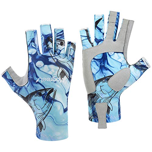 Magreel UV Protection Fishing Gloves for Men Women, UPF50+ Sun Protection Fingerless Gloves