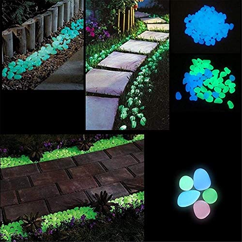 XUHUA Pebbles Glow Stones - Glow in The Dark Garden Pebbles, Luminous Stones Rocks for Walkways Garden Path Patio Lawn Garden Yard Decor (20PC, Blue)