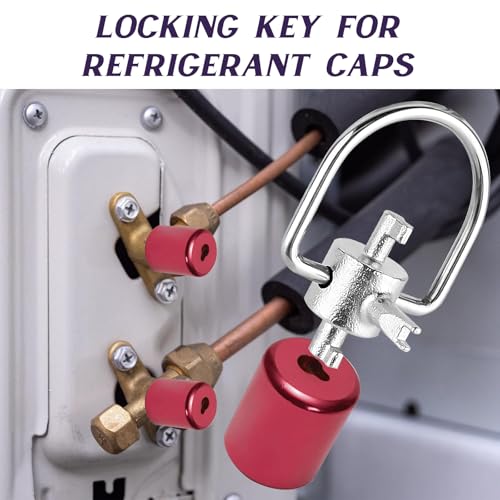 Image of Hvac Locking Cap Key for Refrigerant, 3-in-1 Multi Hvac Key Tool for Hvac 410A & R22 Installation and Removal, Hvac Key Tool Universal Locking Cap Key for Refrigerant