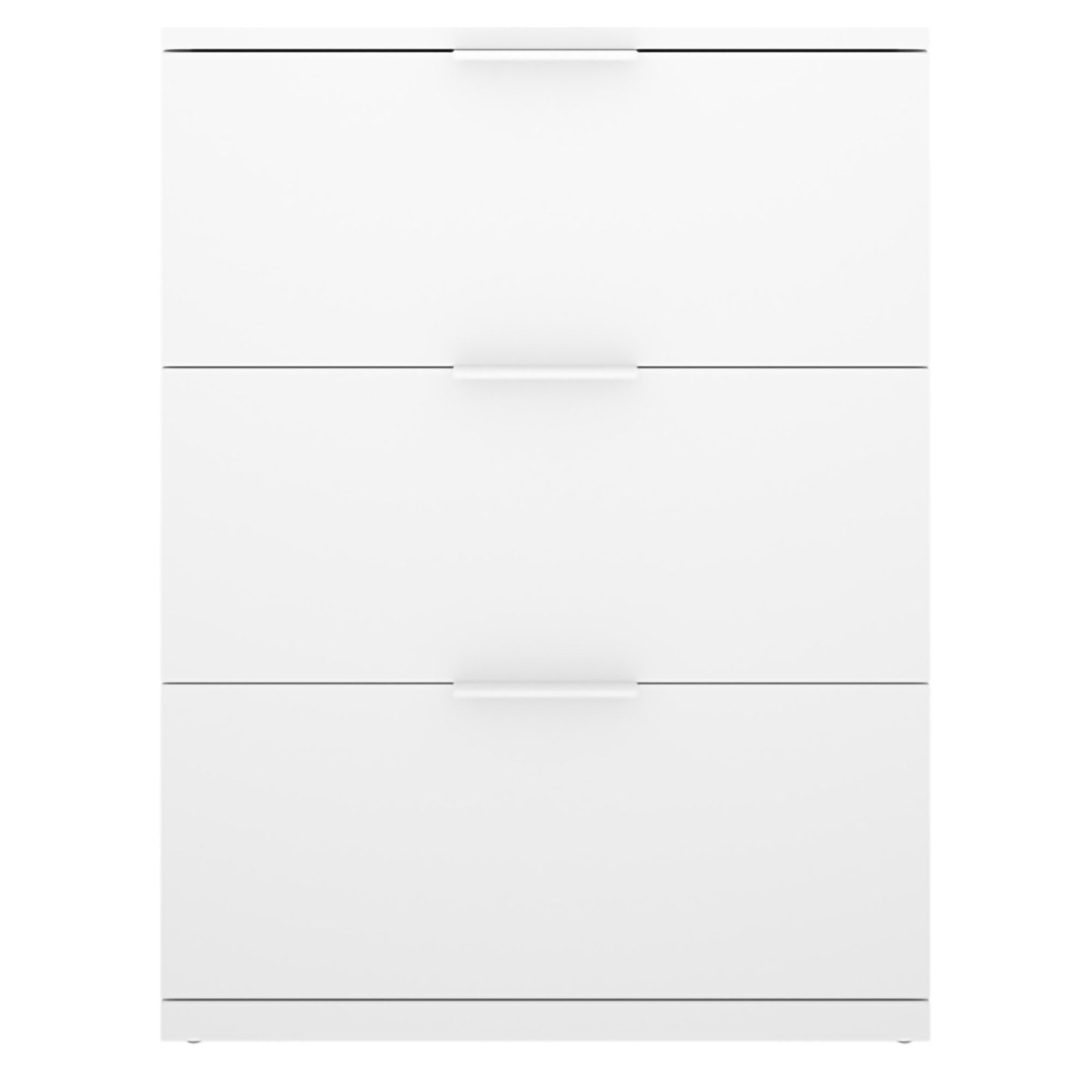 Dmora Comodino Tuoro 34x42x57h cm Bianco Un Ripiano 3 Cassetti, Apertura Scorrevole