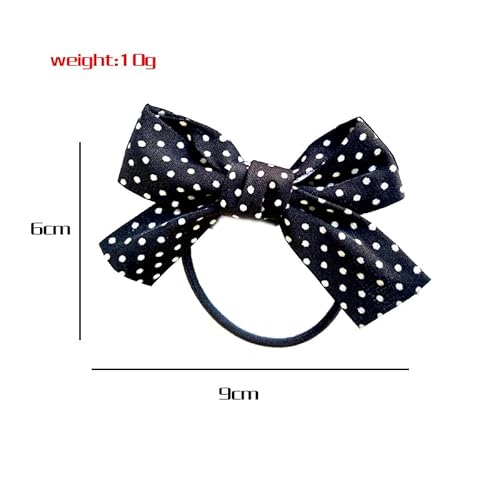 Cute Hair Elastics Ties Grosgrain Ribbon Hair Bow Clips For Little Teen Toddler Baby Girls Kids Women Polka Dot (Black) #TOP2