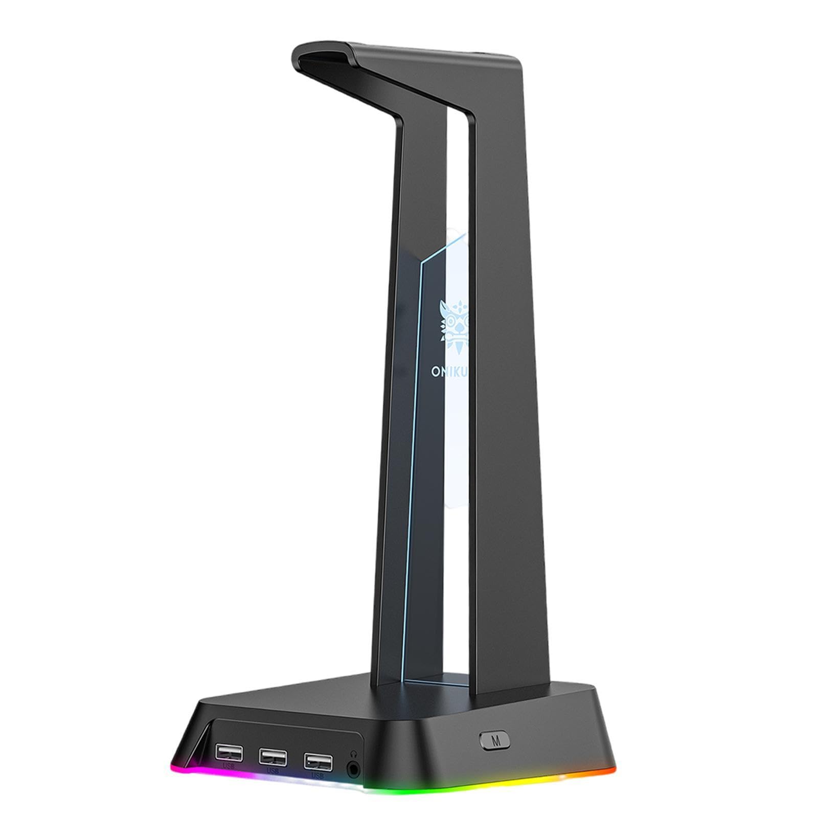 UJEAVETTE RGB Headphone Display Stand with 3.5mm with USB Port for Desktop Home Black-image-30