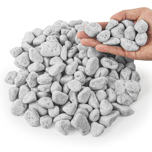 Mulctun 6LB Natural Grey Gravel, 0.8'-1.8' Large River Rocks,Pebbles for Indoor Outdoor Plants Pots Aquarium Fish Tank Pathways Backyard