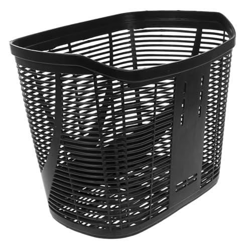 TOBBOMEY Cesta Delantera para Bicicleta Infantil y Patinete Eléctrico, Plástico Resistente, Negro, Amplio Espacio De Almacenamiento, Accesorio Versátil para Uso Urbano y Paseos