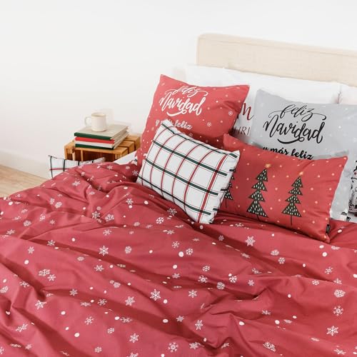 Funda nórdica Navidad 50% algodón tejida para cama de 135 con botones 6