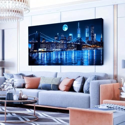Toile murale paysage urbain bleu imprimé déco chambre 30x45 - 4