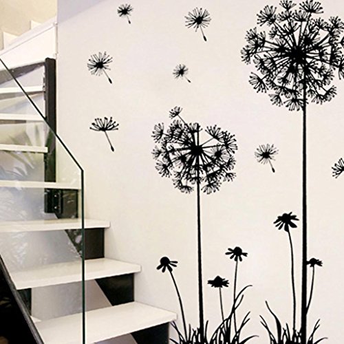 Snowfoller Black Creative PVC Wall Decal Sticker,Dandelion Flower Plant Tree Art Removable Wall Sticker - Freedom Fly Window Home DÃ©cor