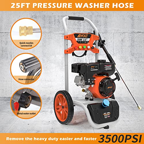 Aivolt Gas Pressure Washer, 3500 Psi 2.5 Gpm Gas Powered Pressure Washer Heavy Duty Power Cleaning Machine Gasoline High Pressure Cleaner With Soap Tank And 5 Quick-Connect Nozzles #TOP4