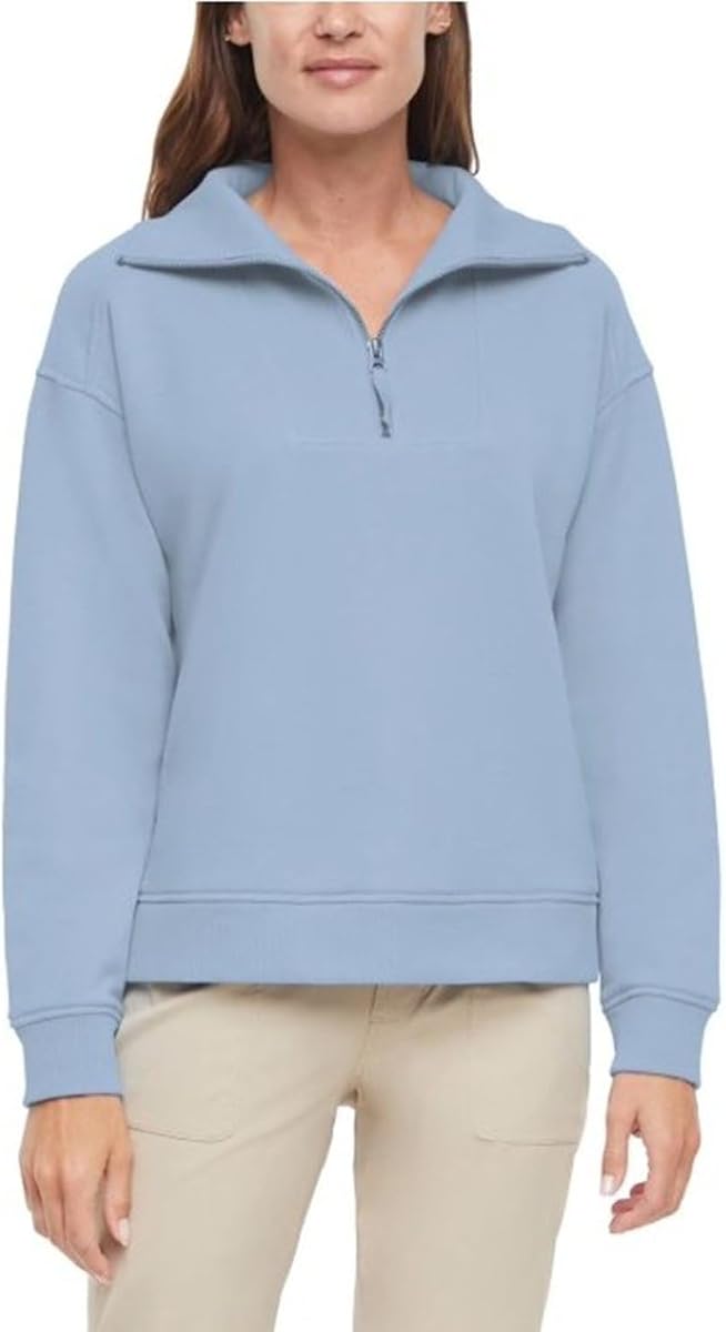 Eddie Bauer Jersey con cremallera de un cuarto para mujer