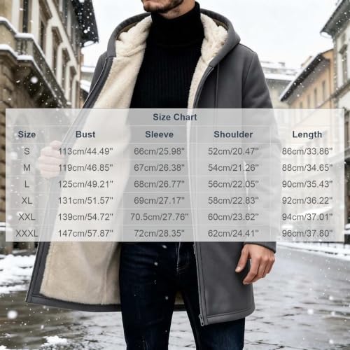 Long Fleece Jacket Men Sherpa Lined Full Zip Coat Fleece Lined Hooded Coat - image 4