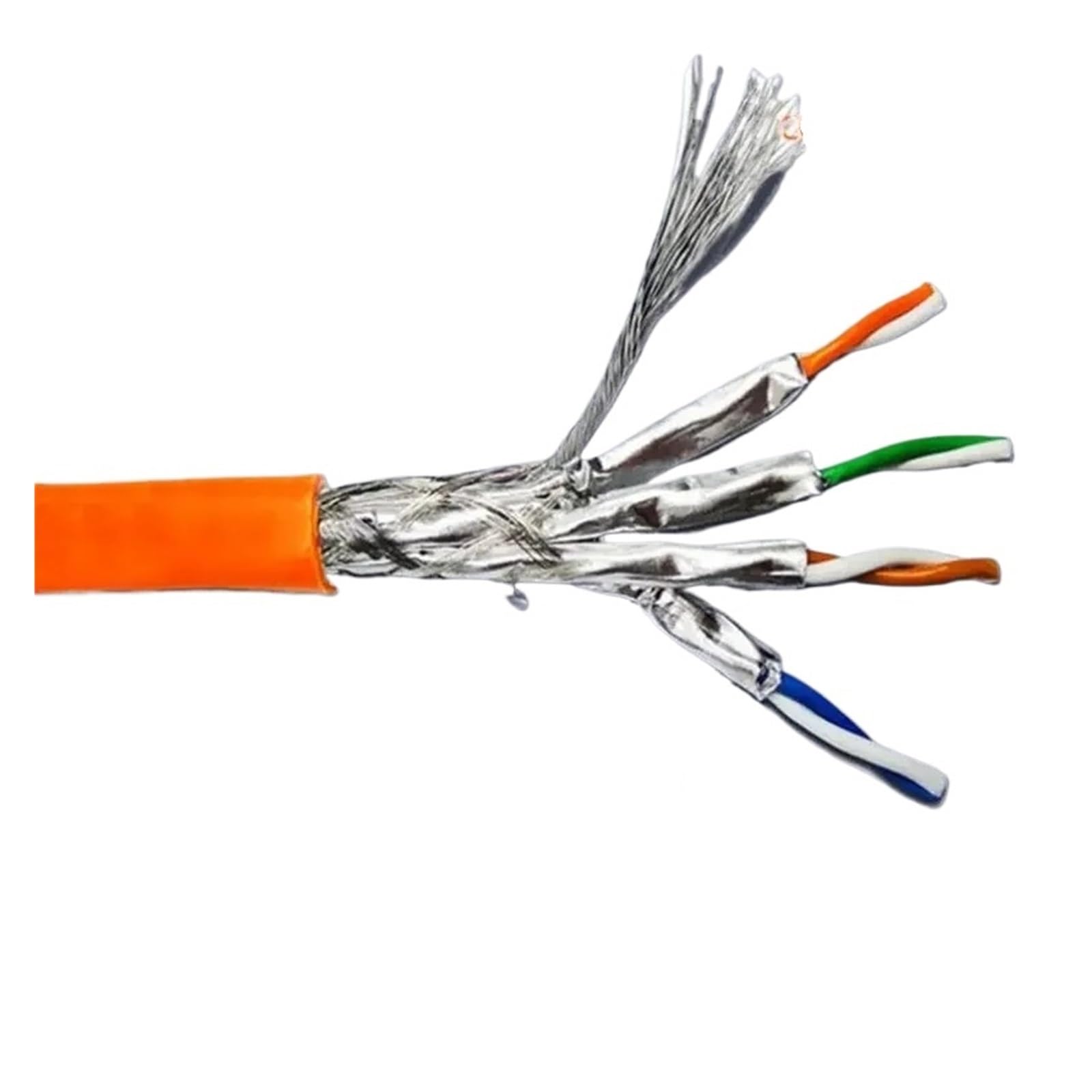 Connecteur RJ45 câble Ethernet Cat 7 Fil réseau Double Blindage 10G Orange Cat7 SFTP Cordon d'installation câbles Internet 23AWG (Size : 100M)