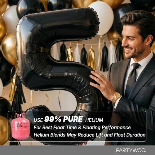 Image of PartyWoo Black Number 50 Balloon 40 Inch 25pcs Black Foil Star White Gold