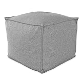 EVERGREENWEB Puf cuadrado 60 x 60 cm – Puf reposapiés interior y exterior elegante para jardín, taburete salón balcón – Tejido de alta calidad – Exterior e interior – Fabricado en Italia – Gris oscuro