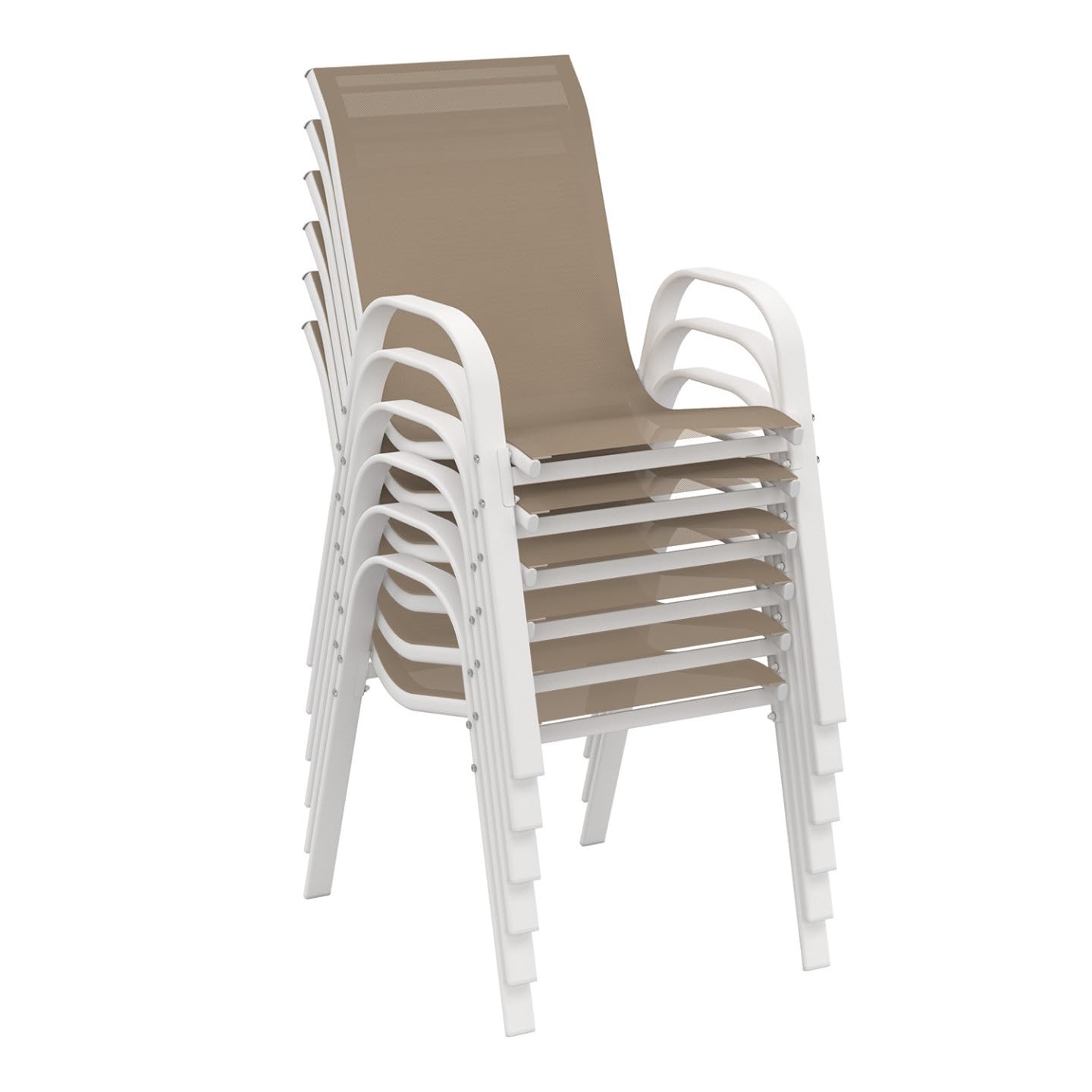 IDMarket - Salon de Jardin Madrid Table 240 CM et 10 chaises empilables Blanc et Beige