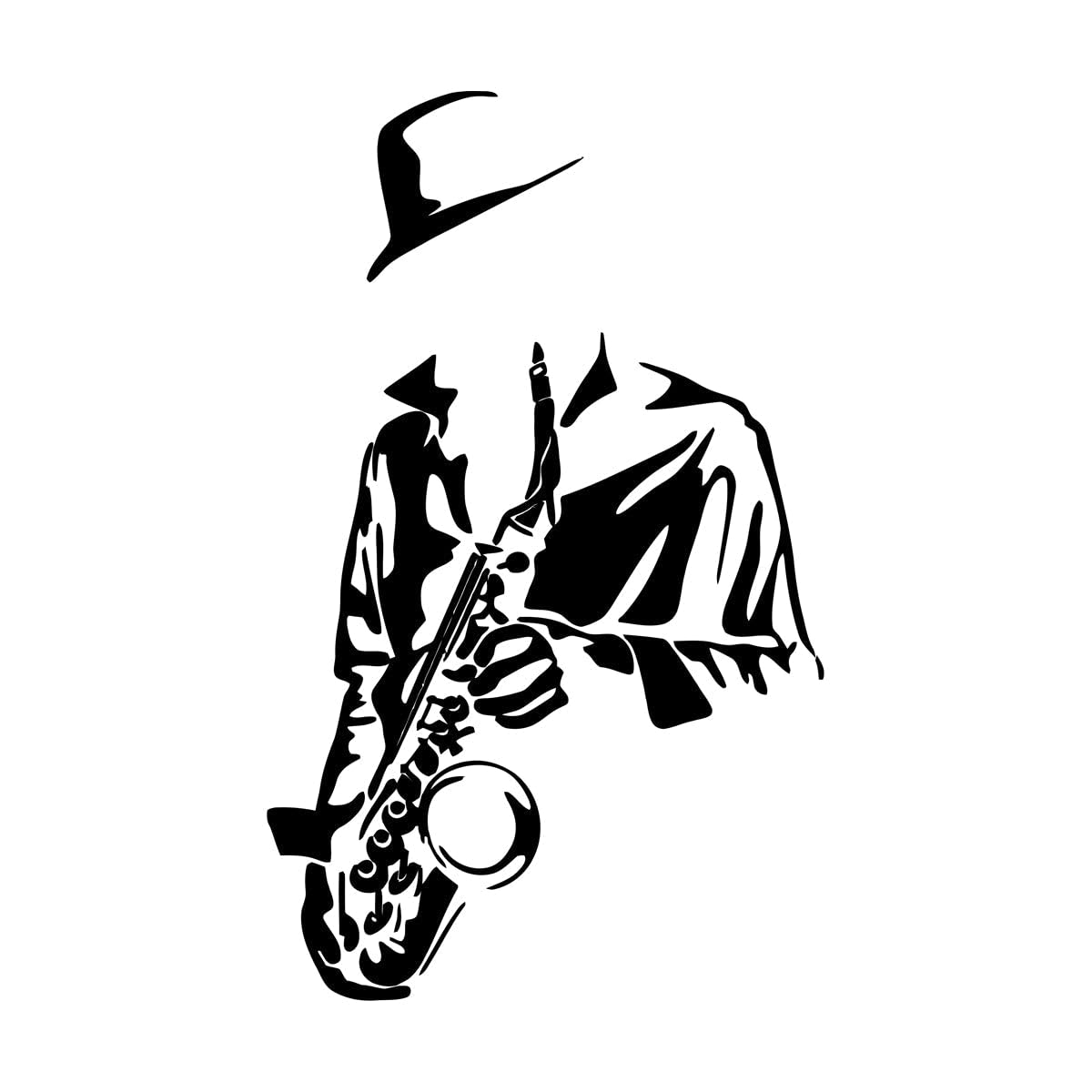 Lzhouting Wall Stickers 5663 Saxophone Wall Sticker Bedroom Jazz Music Wall Art Decals Home Decorations Removable Pvc Musical Murals Small - 35X57cm