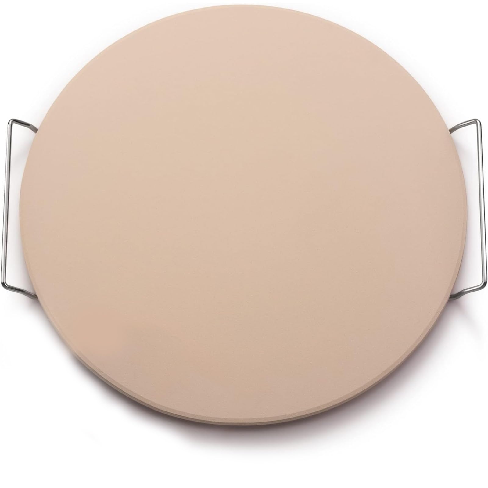 THE WHITE SHOP Pizza Stone for Oven & Grill with Handles - Natural Cordierite Baking Stone Set with SS Rack (1500 °F Resistant, Round, Large) (Size : 14INCH)